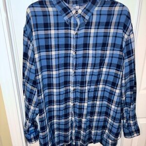 Chaps Blue and Black Casual Button Down Shirt Brushed Flannel